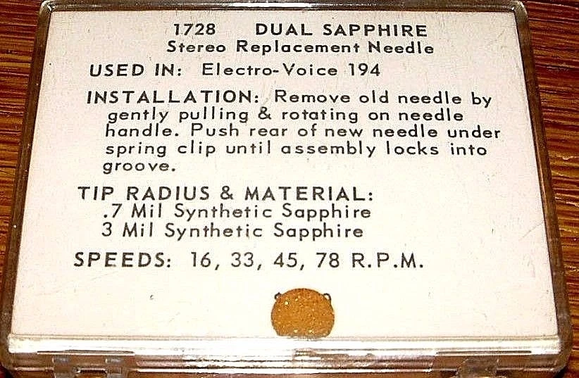 Phonograph NEEDLE 1728 for EV194D, N319sd EV2623 367-SS73 E20X AC-360 W-307STSS - Image 2 of 4