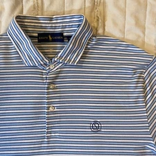 Ralph Lauren Shirt Men XL Blue Stripe Pro Fit Wicking Polo Golf Preformance Knit