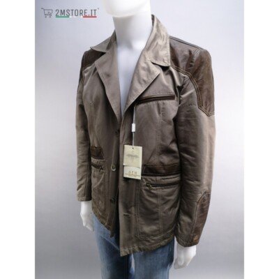 Jacke CHAMPIONARIO PITTI Herren SEM grau Ledereinsätze VINTAGE Made in Italy