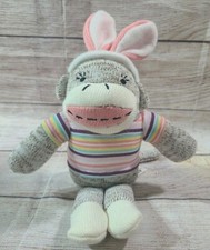 Dan Dee Collector  s Plush Knit Sock Monkey Stuffed Animal Easter Bunny Ears