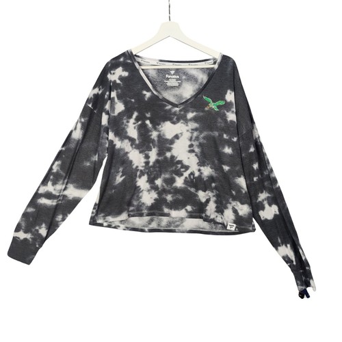 Eagles Philadelphia Fanatics NFL Tie Dye Long Sleeve Crop Top Womens Size XL NEW