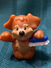 Fisher Price Little People BROWN PUPPY DOG with CAR WASH BRUSH Helper Pet Cute 
