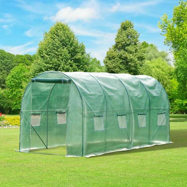 OutsunnyPolytunnel Walkin Garden Greenhouse With Zip Door and Windows