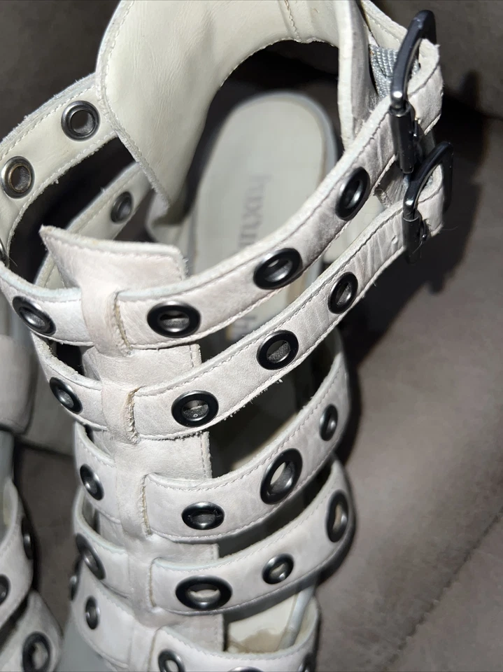 Luxury Rebel Mandy Womens Gray Studded  Ankle Strap Block Heel Size 38.5 Euro - Image 3 of 4