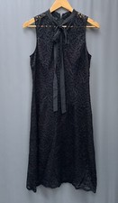 Antonio Melani Midi Dress Sz 6 Black Lace Burgundy Slip Victorian Romantic Goth