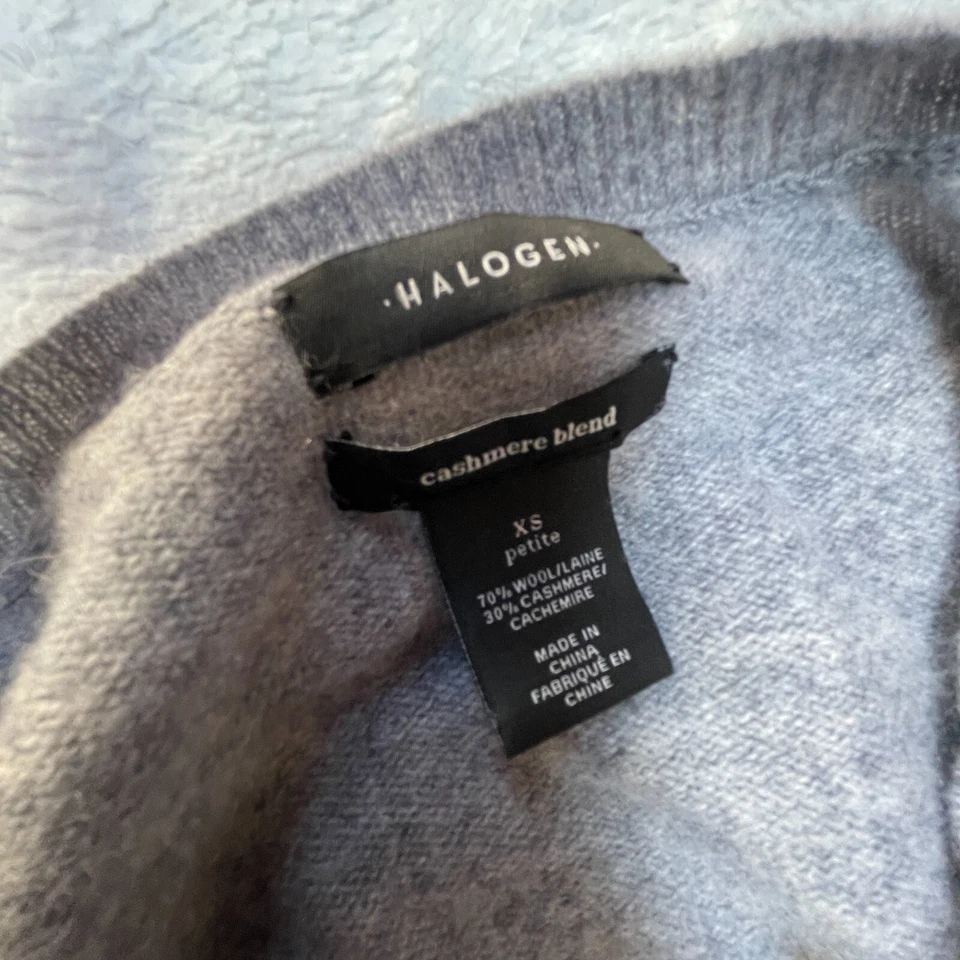 Suéter Pullover Halógeno para Mujer XS Pequeño Dobladillo Anudado Lana Cachemira Gris Informal Foto 4 de 4