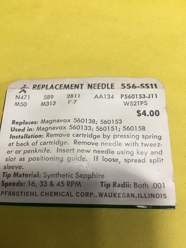 Original NOS Pfanstiehl Needle Stylus 556-SS11 Fits Many Various MAGNAVOX - Picture 2 of 2