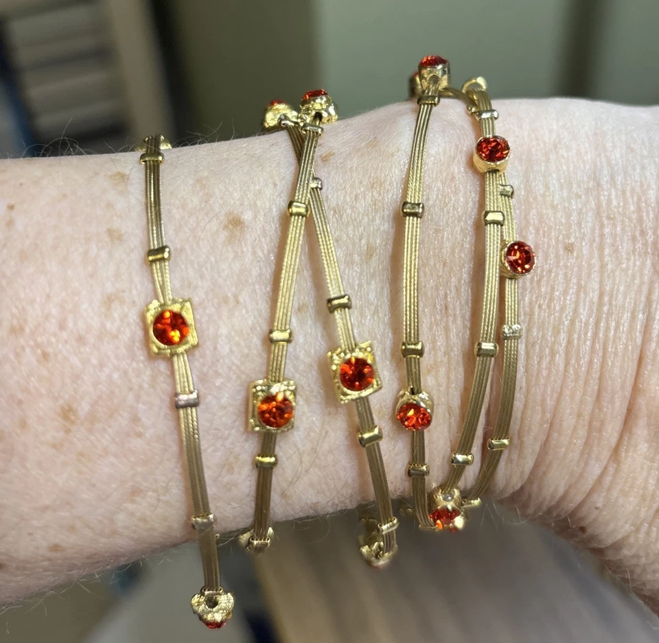 "Juego de 6 brazaletes de amor de temporada para mujer naranja/oro de 2,5"" de diámetro" Foto 4 de 4