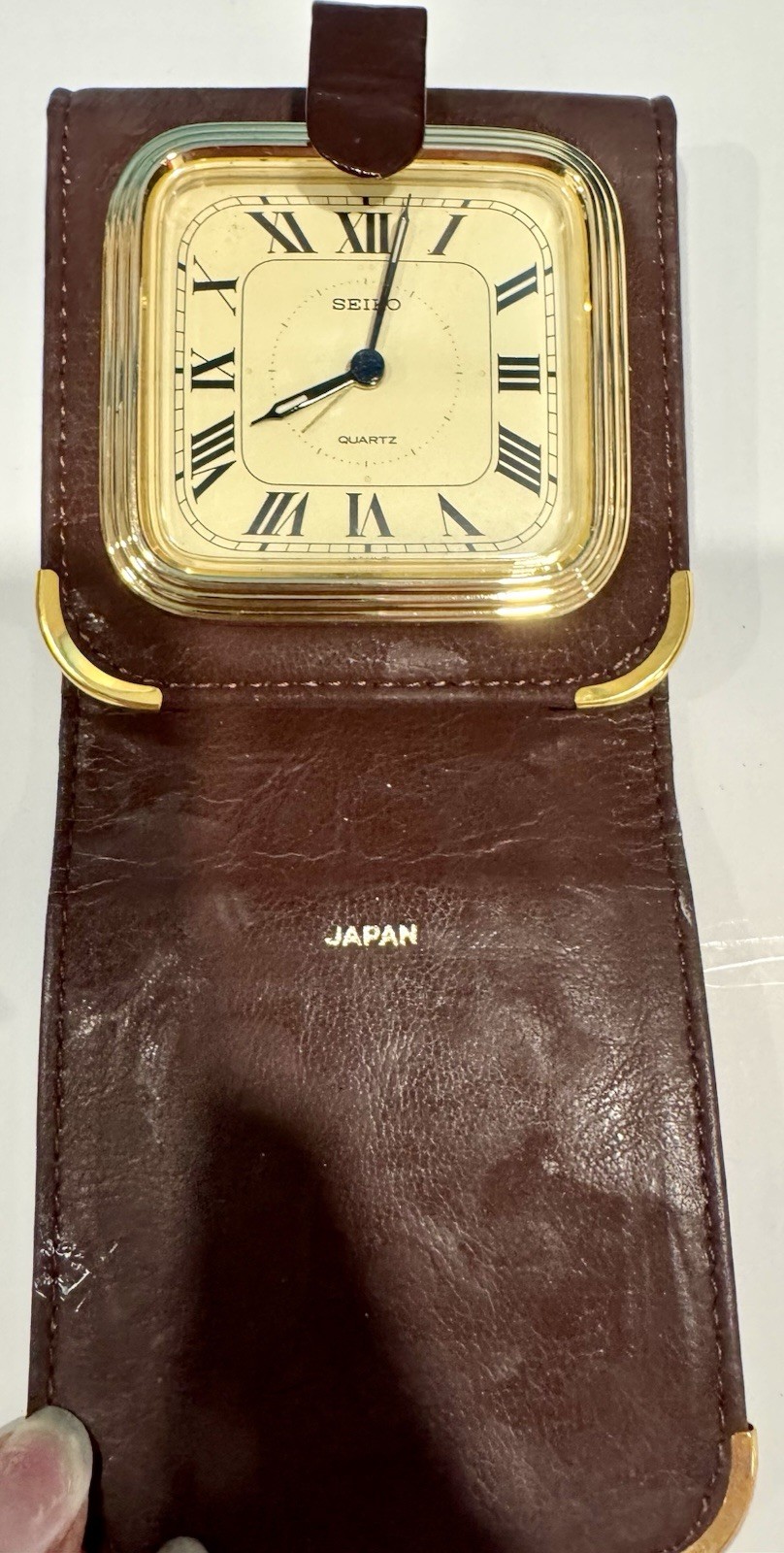 Vintage Seiko Faux Leather Quartz Travel Alarm Clock. Made In Japan image