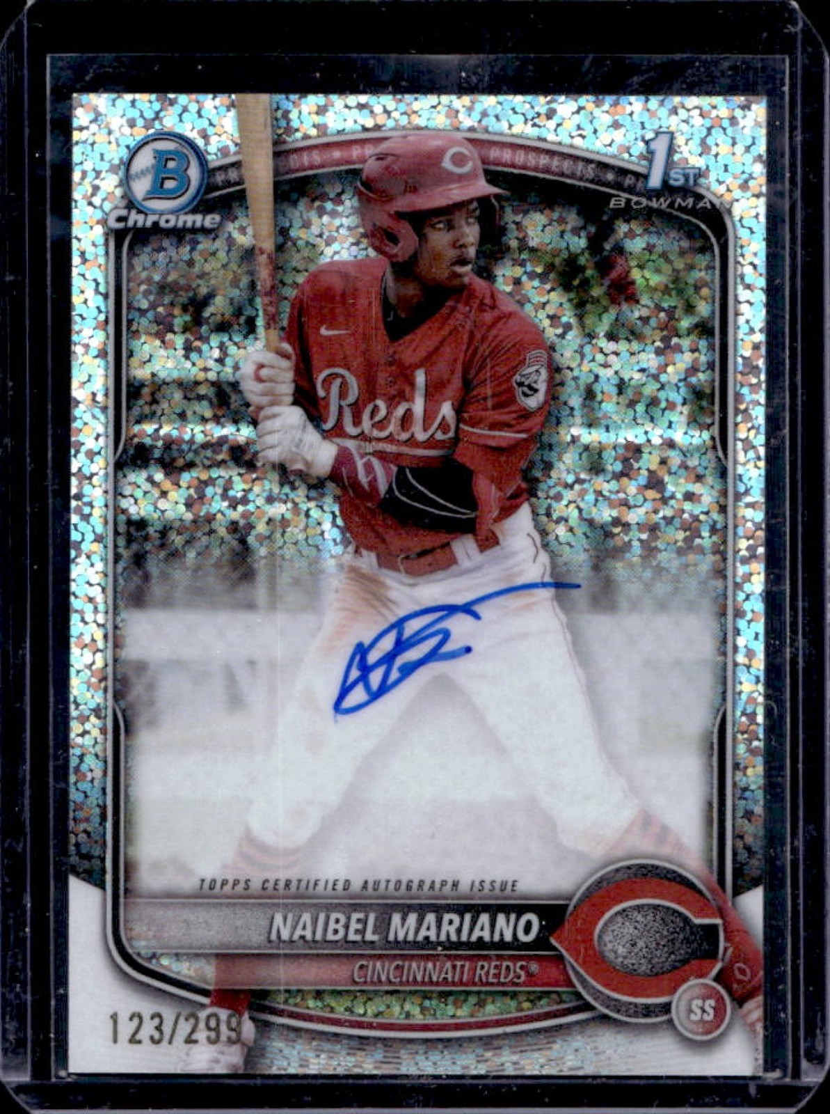 2025 Bowman Naibel Mariano Chrome Auto Speckle Refractor 1st #123/299