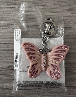NWT Coach Butterfly Bag Charm Keychain Key Fob CCD44 Silver
