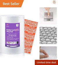 12" x 36' Eco-Friendly Perforated Nylon Bubble Wrap for Safe Shipping  Moving