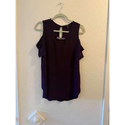 AUW Plum Cold Shoulder Top Sleeveless V Neck Blouse Womens Size M