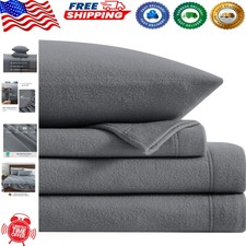 Luxurious Twin Size Fleece Sheets - Soft Grey Microfleece Winter Bedding Set