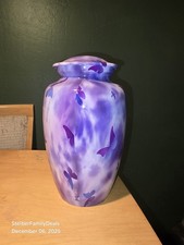 Purple Butterfly On A Purple Camo Backdrop Cremation Urn For Human Ashes Large