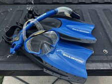 2 Pair of Flippers W/Bags  a U.S. Divers Snorkel