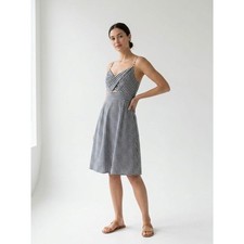 LOFT Black White Gingham Cutout Sundress Size 10 Cottagecore Picnic Mini Dress
