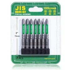 7pcs JIS Screwdriver Bit Set - 3" / 75mm - Impact Ready Japanese Cross Point ...