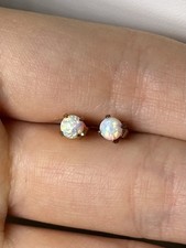 Solid 14K Yellow Gold  Opal Stud Earrings