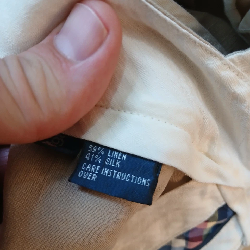 Pantalones Polo Ralph Lauren De Colección Para Hombre 36x30 Beige Lino Mezcla Seda Informales Y2K Foto 3 de 4