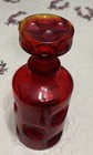 VTG Empoli Glass Decanter Red Orange Thumbprint Dimple Dot Made In Italy 12” — photo 6