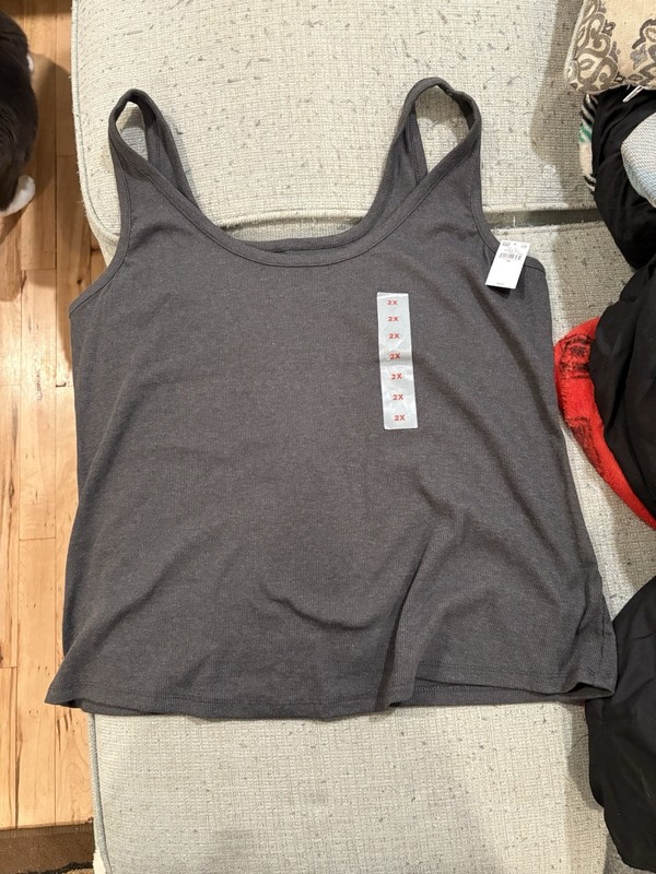 Old Navy Womens Rib Knit First-Layer Tank Top Grey Size 2X NWT