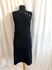 Tory Burch Navy Wool Knit Sheath Dress w/ Gold Buttons - size Medium