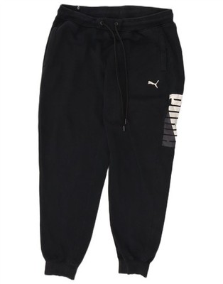 Puma Mens Graphic Tracksuit Trousers Joggers XL  Black Cotton AE06