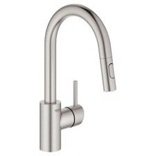Grohe 31 479 1 Steel Concetto 1.5 Gpm Single Hole Pull Down Bar Faucet