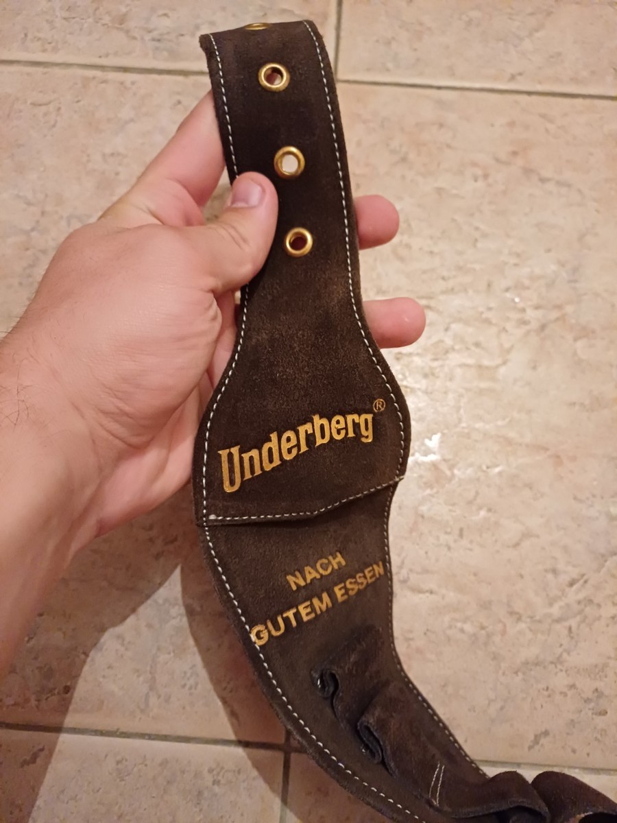 RARE UNDERBERG LEATHER SUEDE GUN BELT BUCKLE BEER BITTER HOLDER