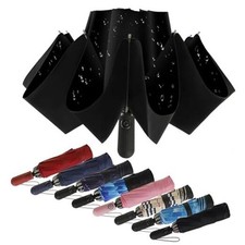 Compact Travel Umbrella Inverted Reverse Umbrellas for Rain  Sun   Black