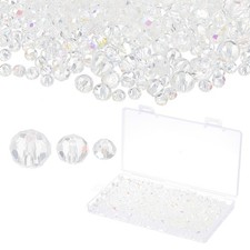 Rondelle Crystal Beads, 1000Pcs 4-8mm Faceted Glass Beads, White Plating AB