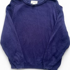 Vintage 90s Eddie Bauer Navy Blue 100 Cotton Heavyweight Ribbed Knit Sweater