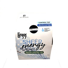 L'eggs Sheer Energy Size B Jet Black Control Top Tights Medium Support