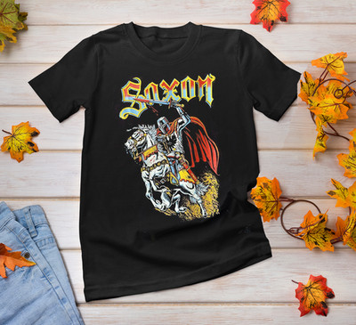 Rare Vintage 90s Saxon Shirt Mens  UsA shirt Front S-234XL  Black unisex D1007