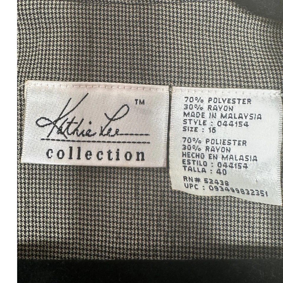 Kathy Lee Collection VTG Houndstooth Blazer Size 16 Short Sleeve Career Jacket - Image 3 of 4