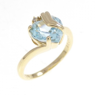 Authentic K18YG Heart Blue Topaz Ring #230-000-356-9756