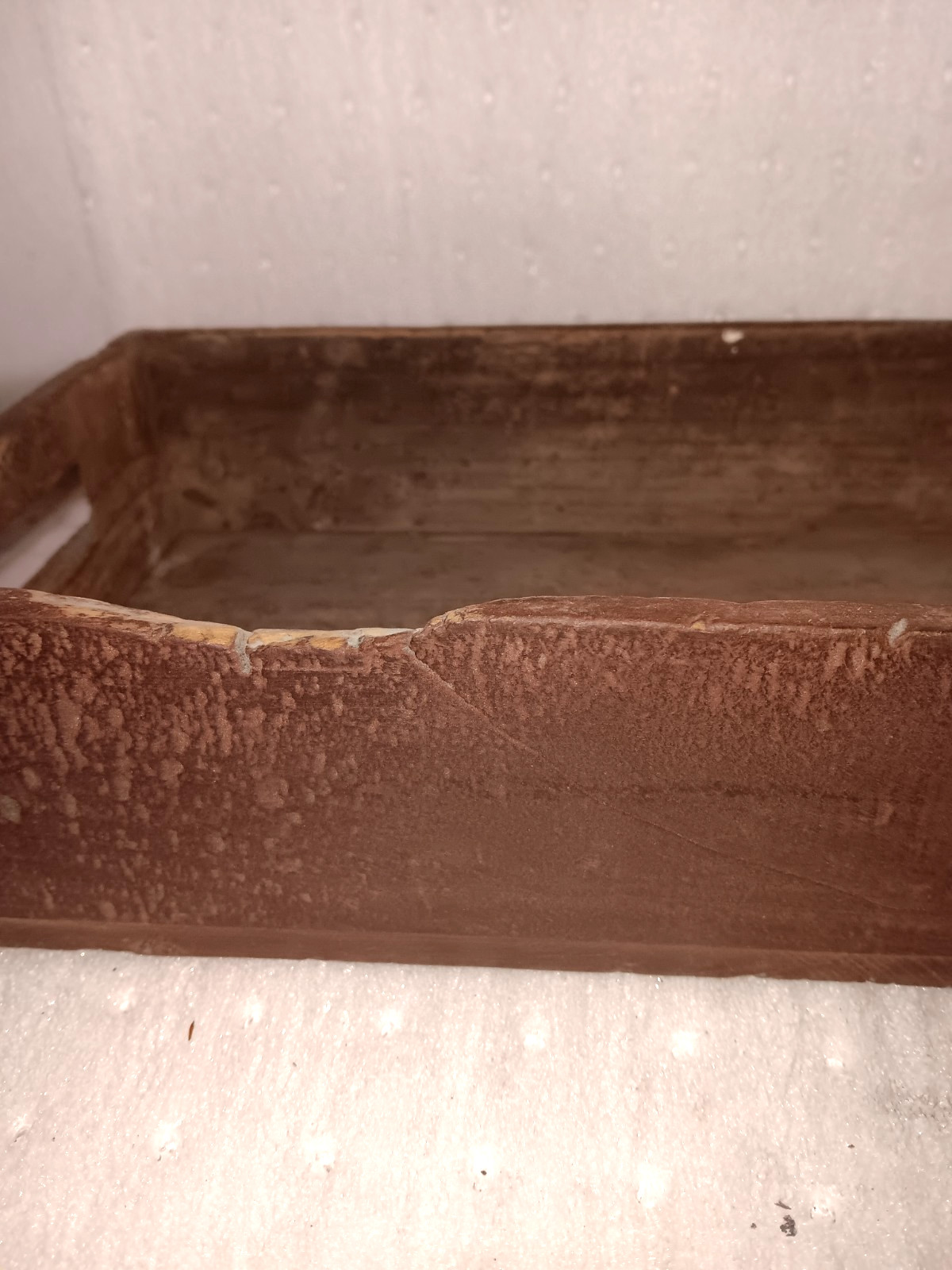 Antique Dovetailed Tray w Handles Red Paint Finish Farm Primitive