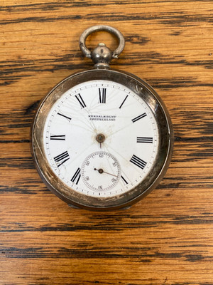 ANTIQUE SILVER CASED KENDAL & DENT SWITZERLAND POCKET WATCH