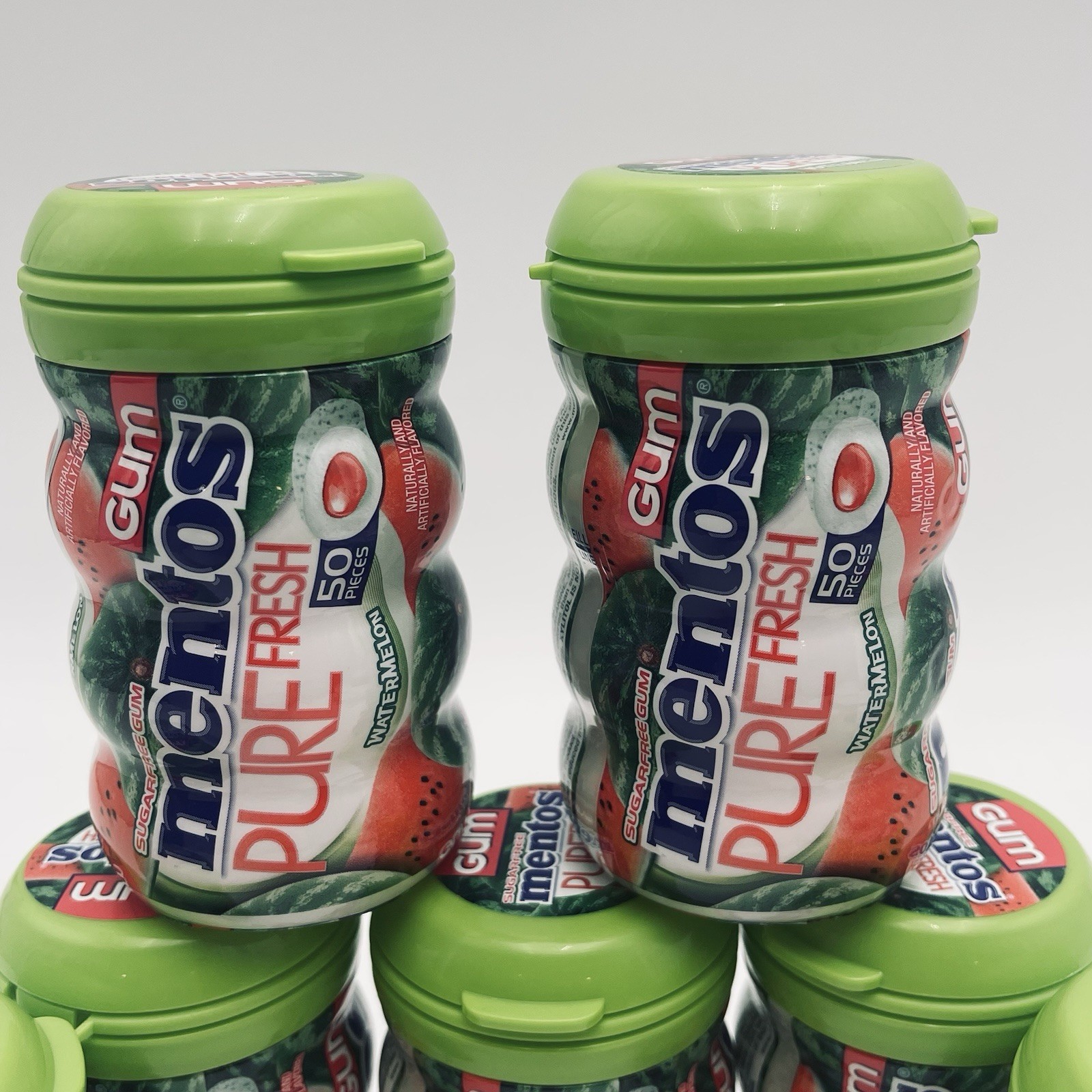 Mentos Pure Fresh Chewing Gum with Xylitol Watermelon 50 pc bottle (7 Packs)