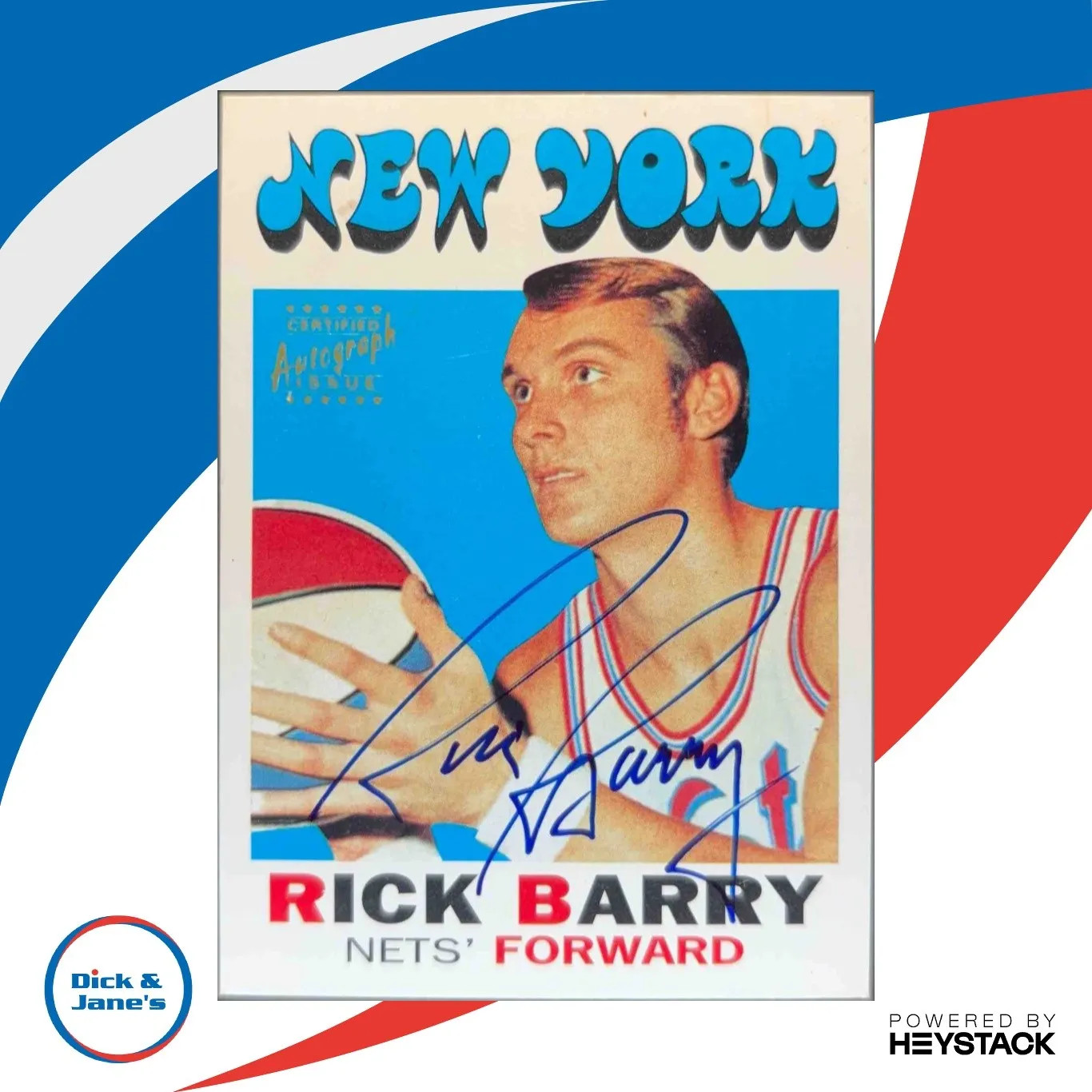1996-97 Topps Stars Rick Barry Reprint Auto 971-72 Topps 170 Clean Signature