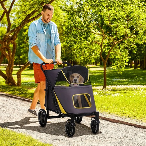 Foldable Dog Stroller for Large Dogs - Comfy, Secure & Shock Absorber Wheels - Picture 4 of 11