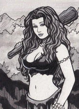 Cavewoman, Artist Original Sketch Card Drawing by Russell Platt