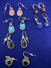 Hypoallergenic dangle earrings Lot 6 Pairs Pink Blue Red Black Heart Teardrop