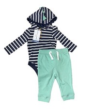 Tommy Bahama Two Piece Hooded Dinosaur Long Sleeve Pants Blue NWT Infant 3-6 Mos