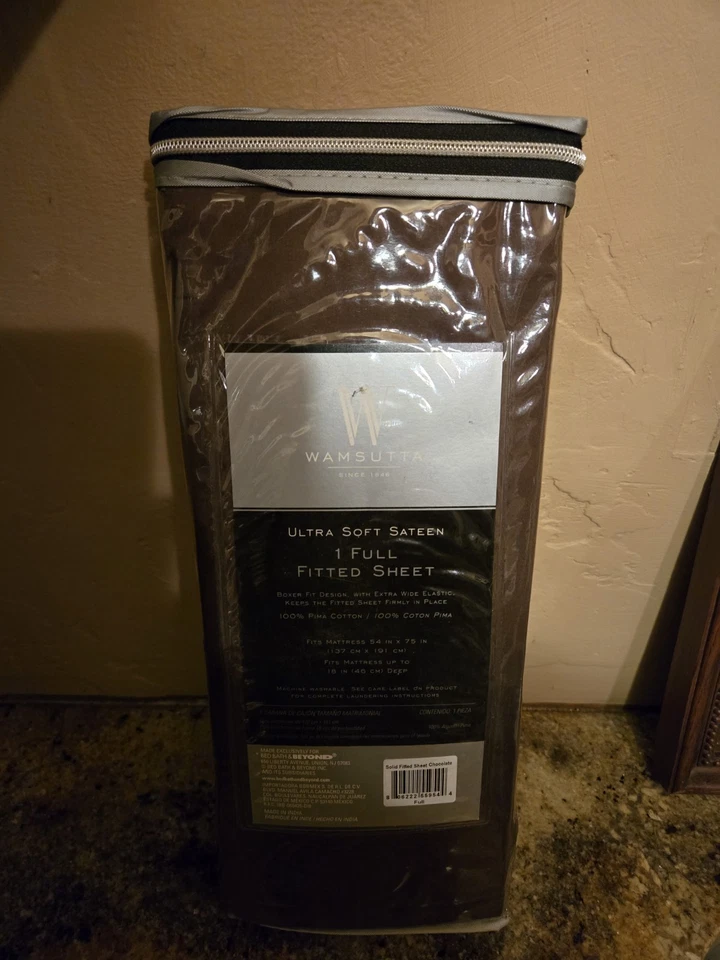 Nueva sábana ajustable completa Wamsutta ultra suave satén 525 TC chocolate 100 % Pima Foto 2 de 2