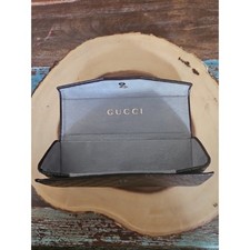 GUCCI Foldable Eyeglasses/Sunglasses Case Trifold Brown Leather Embossed Logo