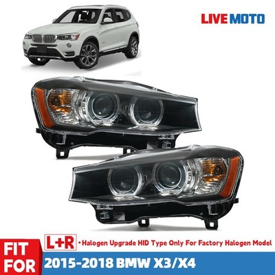 Upgrade Headlights For 2015-2018 BMW X3|X4 HID Type w/ LED DRL Pair Left+Right