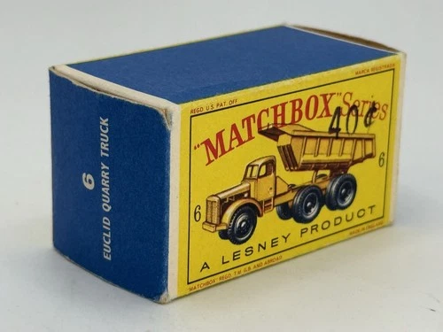 Matchbox Lesney Original BOX ONLY No. 6 Euclid Quarry Truck Reg Wheels Free Ship