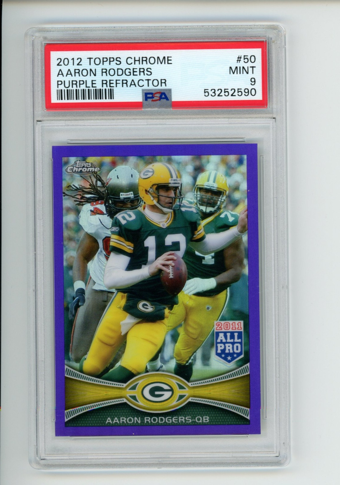 2012 Topps Chrome Aaron Rodgers #50 All Pro Purple Refractor 443/499 PSA 9